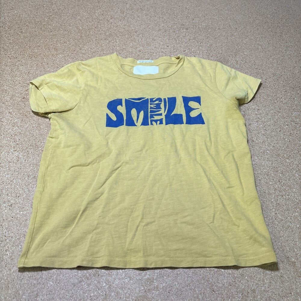 MOTHER The Sinful Graphic Tee Women's Size M Smile Yellow D2